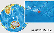 Physical Location Map of the area around 54° 56' 24" S, 52° 46' 29" E