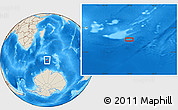 Shaded Relief Location Map of the area around 54° 56' 24" S, 52° 46' 29" E