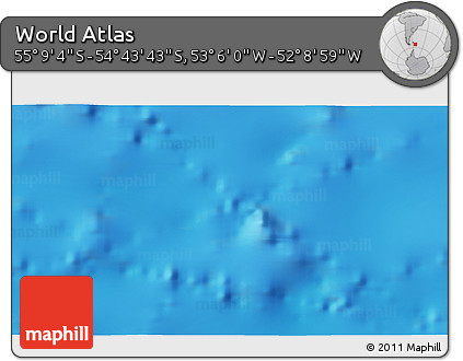 Physical 3D Map of the Area around 54° 56' 24" S, 52° 37' 30" W