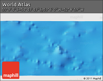 Physical 3D Map of the Area around 54° 56' 24" S, 52° 37' 30" W