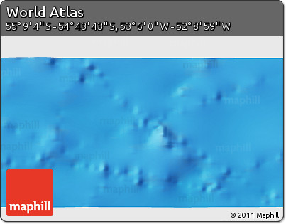 Physical 3D Map of the Area around 54° 56' 24" S, 52° 37' 30" W