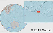 Gray Location Map of the area around 54° 56' 24" S, 53° 37' 30" E, hill shading