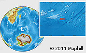 Physical Location Map of the area around 54° 56' 24" S, 53° 37' 30" E