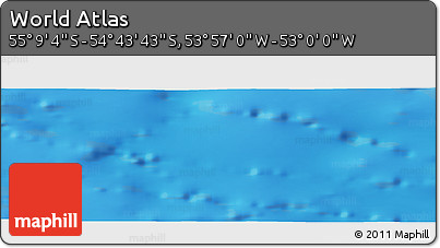 Physical Panoramic Map of the Area around 54° 56' 24" S, 53° 28' 30" W