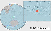 Gray Location Map of the area around 54° 56' 24" S, 54° 28' 30" E, hill shading