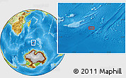 Physical Location Map of the area around 54° 56' 24" S, 54° 28' 30" E