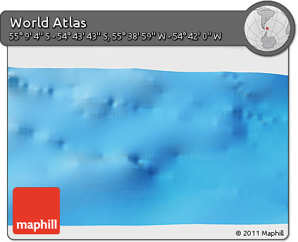 Shaded Relief 3D Map of the Area around 54° 56' 24" S, 55° 10' 29" W