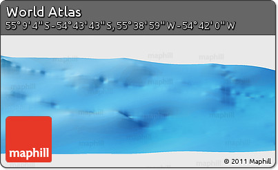 Physical Panoramic Map of the Area around 54° 56' 24" S, 55° 10' 29" W