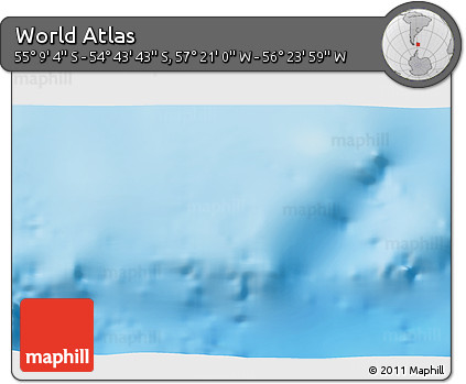 Physical 3D Map of the Area around 54° 56' 24" S, 56° 52' 30" W