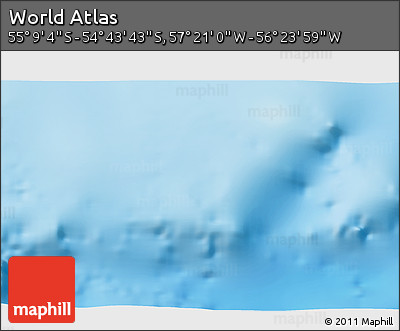 Physical 3D Map of the Area around 54° 56' 24" S, 56° 52' 30" W