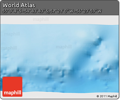 Physical 3D Map of the Area around 54° 56' 24" S, 56° 52' 30" W