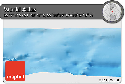 Shaded Relief Panoramic Map of the Area around 54° 56' 24" S, 59° 25' 29" W