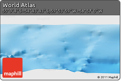 Shaded Relief Panoramic Map of the Area around 54° 56' 24" S, 59° 25' 29" W