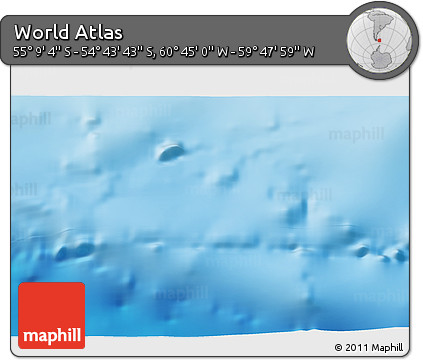 Physical 3D Map of the Area around 54° 56' 24" S, 60° 16' 29" W