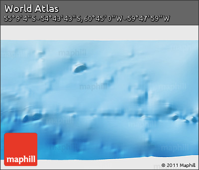 Physical 3D Map of the Area around 54° 56' 24" S, 60° 16' 29" W