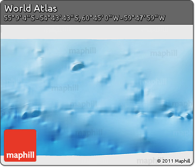 Physical 3D Map of the Area around 54° 56' 24" S, 60° 16' 29" W