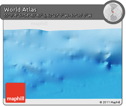 Physical 3D Map of the Area around 54° 56' 24" S, 61° 58' 30" W