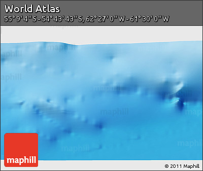 Physical 3D Map of the Area around 54° 56' 24" S, 61° 58' 30" W