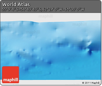 Physical 3D Map of the Area around 54° 56' 24" S, 61° 58' 30" W