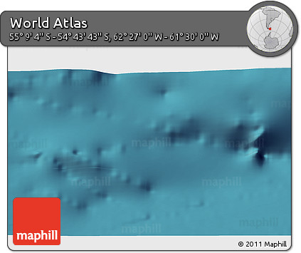 Satellite 3D Map of the Area around 54° 56' 24" S, 61° 58' 30" W