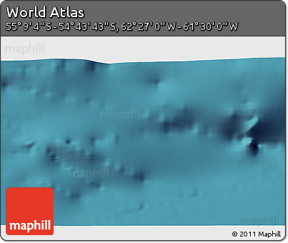Satellite 3D Map of the Area around 54° 56' 24" S, 61° 58' 30" W