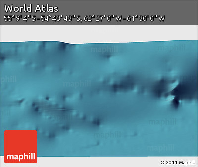 Satellite 3D Map of the Area around 54° 56' 24" S, 61° 58' 30" W