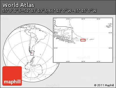 Blank Location Map of the Area around 54° 56' 24" S, 66° 13' 29" W