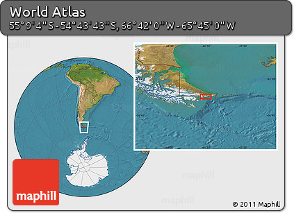Satellite Location Map of the Area around 54° 56' 24" S, 66° 13' 29" W