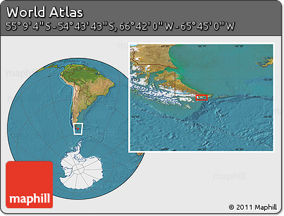 Satellite Location Map of the Area around 54° 56' 24" S, 66° 13' 29" W
