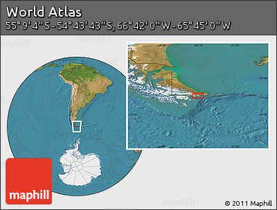 Satellite Location Map of the Area around 54° 56' 24" S, 66° 13' 29" W
