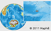 Physical Location Map of the area around 54° 56' 24" S, 71° 28' 29" E