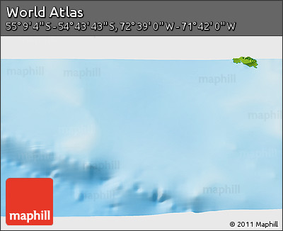 Physical 3D Map of the Area around 54° 56' 24" S, 72° 10' 30" W