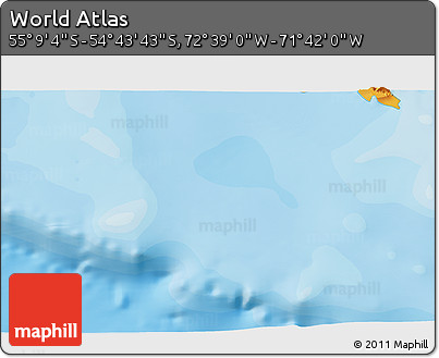 Political 3D Map of the Area around 54° 56' 24" S, 72° 10' 30" W
