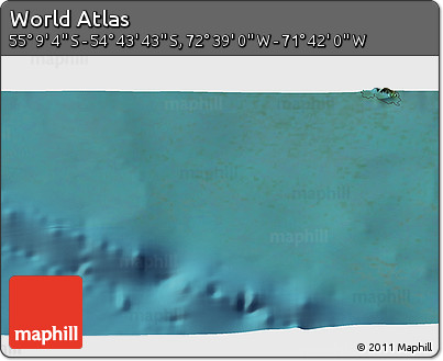 Satellite 3D Map of the Area around 54° 56' 24" S, 72° 10' 30" W