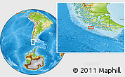 Physical Location Map of the area around 54° 56' 24" S, 72° 10' 30" W