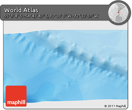 Political 3D Map of the Area around 54° 56' 24" S, 73° 1' 30" W