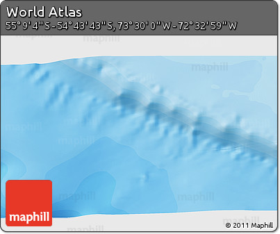 Political 3D Map of the Area around 54° 56' 24" S, 73° 1' 30" W