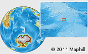 Physical Location Map of the area around 54° 56' 24" S, 74° 52' 30" E