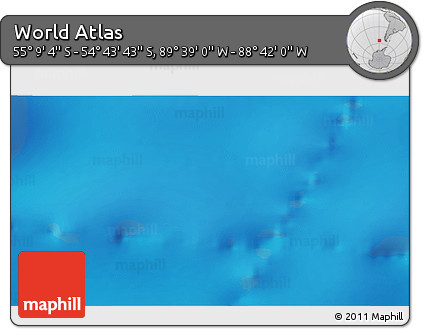 Shaded Relief 3D Map of the Area around 54° 56' 24" S, 89° 10' 30" W