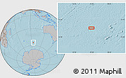 Gray Location Map of the area around 54° 56' 24" S, 95° 16' 30" E, hill shading