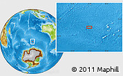 Physical Location Map of the area around 54° 56' 24" S, 95° 16' 30" E