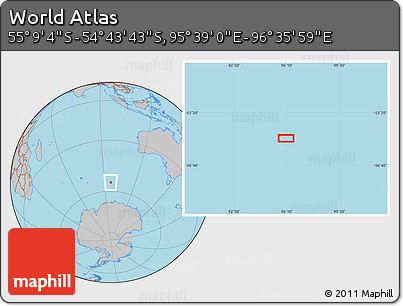 Gray Location Map of the Area around 54° 56' 24" S, 96° 7' 30" E