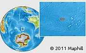 Physical Location Map of the area around 54° 56' 24" S, 96° 7' 30" E