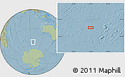 Savanna Style Location Map of the area around 54° 56' 24" S, 96° 7' 30" E, hill shading