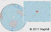 Gray Location Map of the area around 54° 56' 24" S, 99° 31' 30" E, hill shading