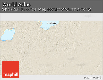 Shaded Relief 3D Map of the Area around 55° 11' 31" N, 100° 13' 29" W