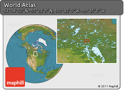 Satellite Location Map of the Area around 55° 11' 31" N, 100° 13' 29" W