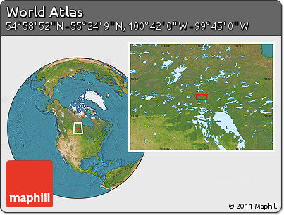 Satellite Location Map of the Area around 55° 11' 31" N, 100° 13' 29" W