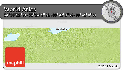 Physical Panoramic Map of the Area around 55° 11' 31" N, 100° 13' 29" W