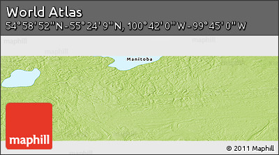Physical Panoramic Map of the Area around 55° 11' 31" N, 100° 13' 29" W